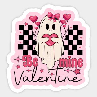 Be Mine Valentine Retro Boo Valentine's Day Ghost Sticker